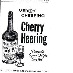 Cherry Heering Denmark Liqueur 1960s Vintage Print Ad 4 inch Tall